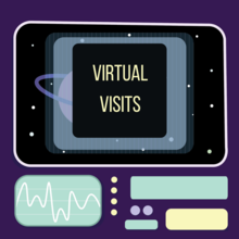 Contains the text "Virtual Visits" on an illustrated spaceship window