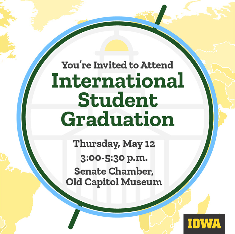 International Student Graduation flyer, continue reading for text version