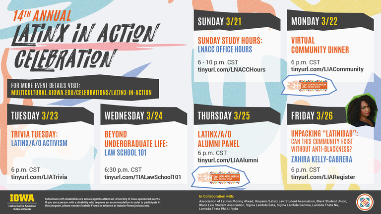 LatinX in Action Celebration flyer, continue reading for text version